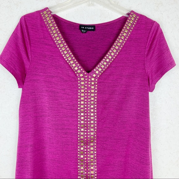 ☀️SALE☀️ I.N. Studio embellished shark bite top boho - Picture 3 of 8